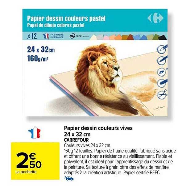 papier dessin couleurs vives 24 x 32 cm carrefour