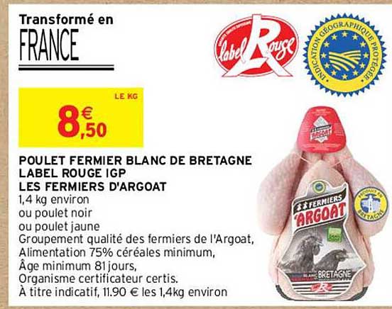 poulet fermier blanc de bretagne label rouge igp les fermiers d'argoat