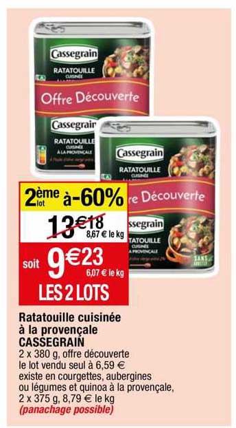 Ratatouille Cuisinée à La Provençale Cassegrain