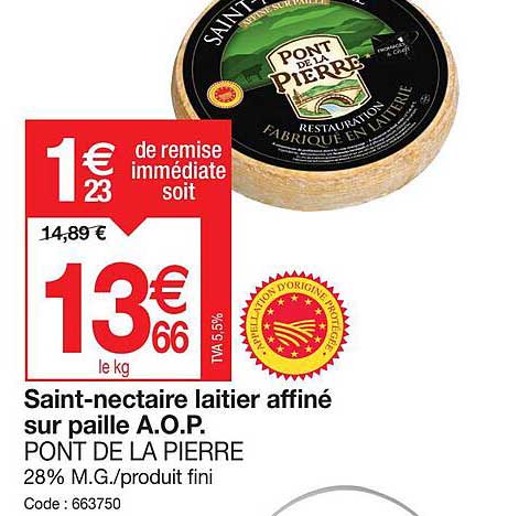 saint-nectaire laitier affiné sur paille a.o.p. pont de la pierre