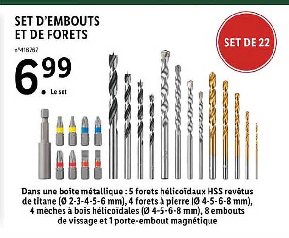 set d'embouts et de forets
