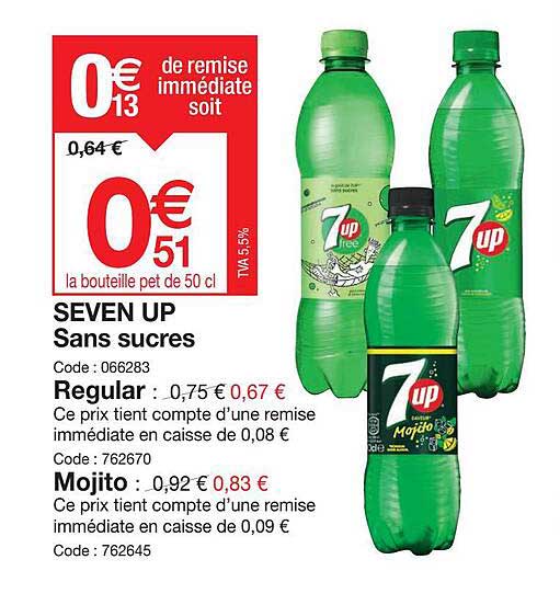 seven up sans sucres, regular, mojito