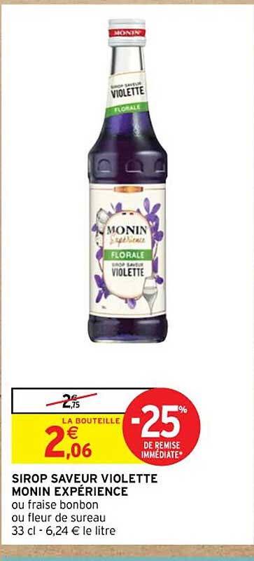 sirop saveur violette monin expérience