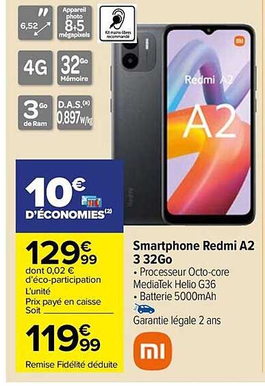 smartphone redmi A2 3 32go
