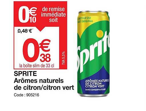 sprite arômes naturels de citron/citron vert