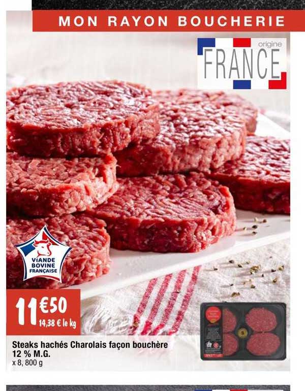 steaks hachés charolais façon bouchère 12% m.g.
