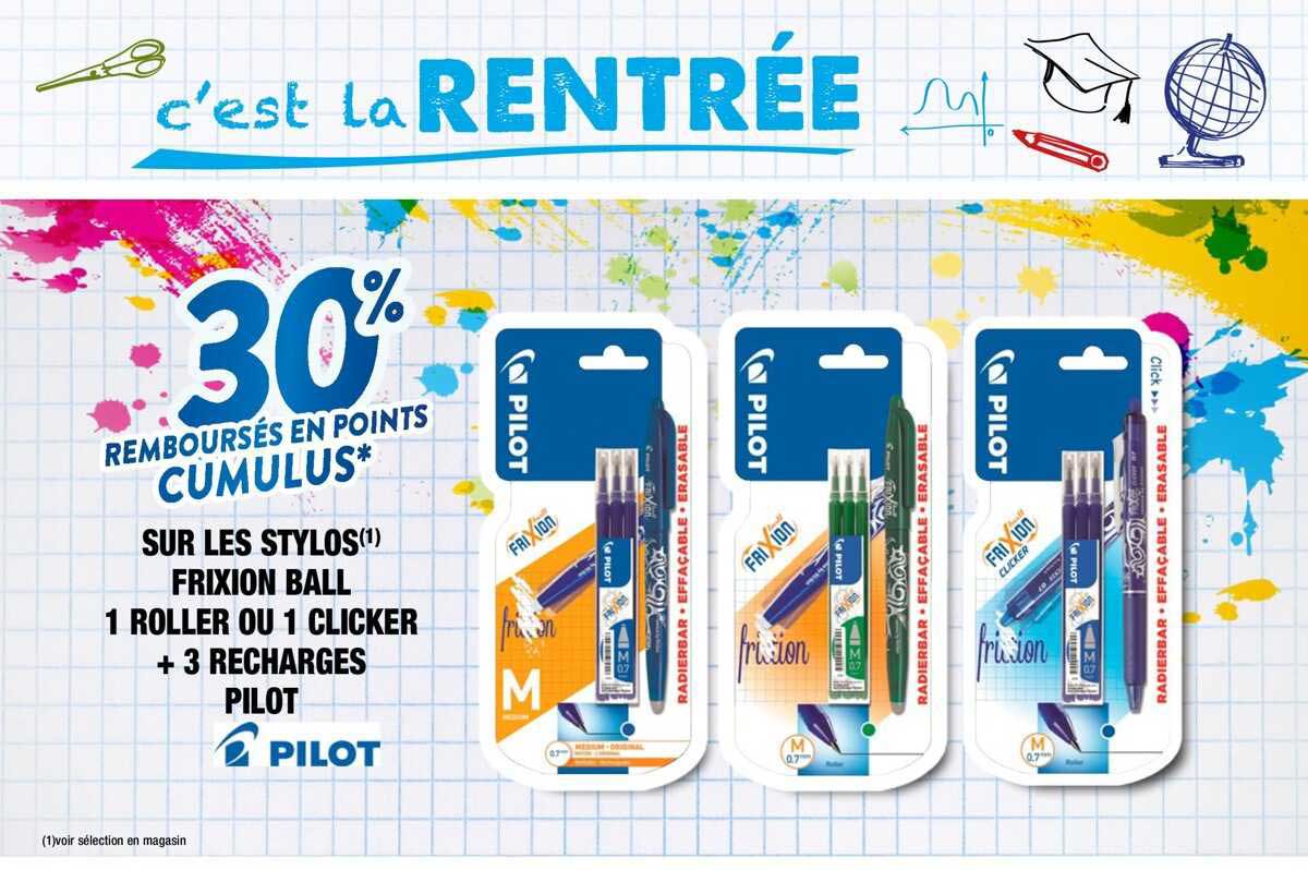Stylos Frixion Ball 1 Roller Ou 1 Clicker + 3 Recharges Pilot