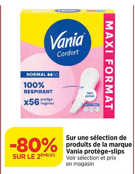 sur une sélection de produits de la marque vania protège-slips