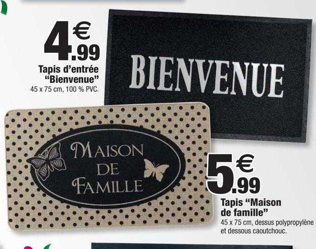 tapis d'entrée "bienvenue", tapis "maison de famille"