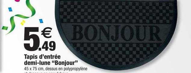 tapis d'entrée demi-lune "bonjour"
