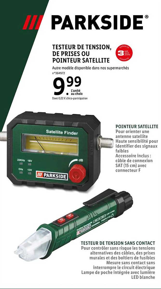 testeur de tension, de prises ou pointeur satellite parkside
