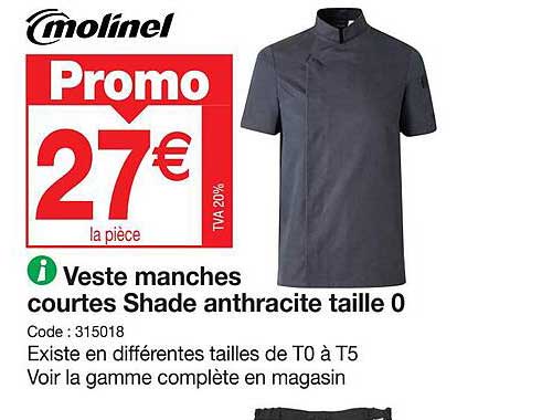 veste manches courtes shade anthracite taille 0 molinel