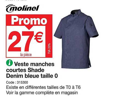 veste manches courtes shade denim blue taille 0 molinel