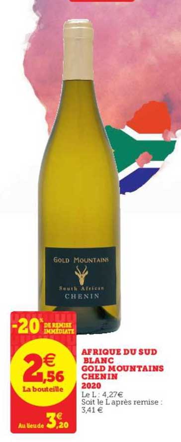 afrique du sud blanc gold mountains chenin 2020 -20% de remise immédiate