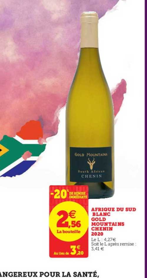 afrique du sud blanc gold moutaines chenin 2020 -20% remise immédiate