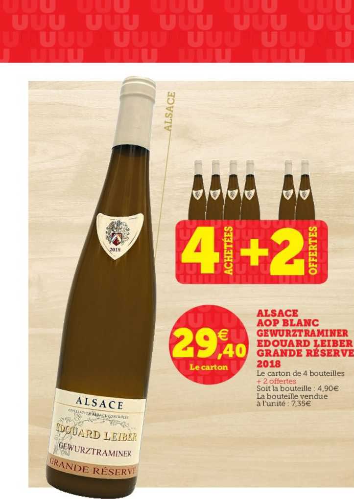 alsace aop blanc gewurztraminer edouard leiber grande réserve 2018 4 achetées + 1 offertes
