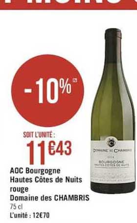 aoc bourgogne hautes côtes de nuits rouge domaine des chambris -10%