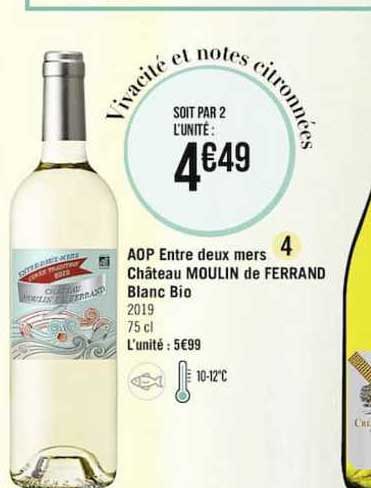 aop entre deux mers château moulin de ferrand blanc bio