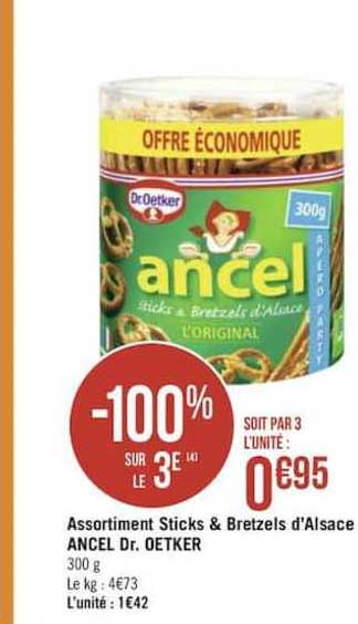 assortiment sticks & bretzels d'alsace ancel dr. oetker -100 sur le 3e