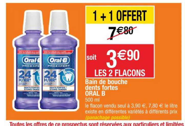 bain de bouche dents fortes oral b 1+1 offert