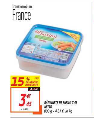 Bâtonnets De Surimi X 48 Netto 15% Remise Immédiate