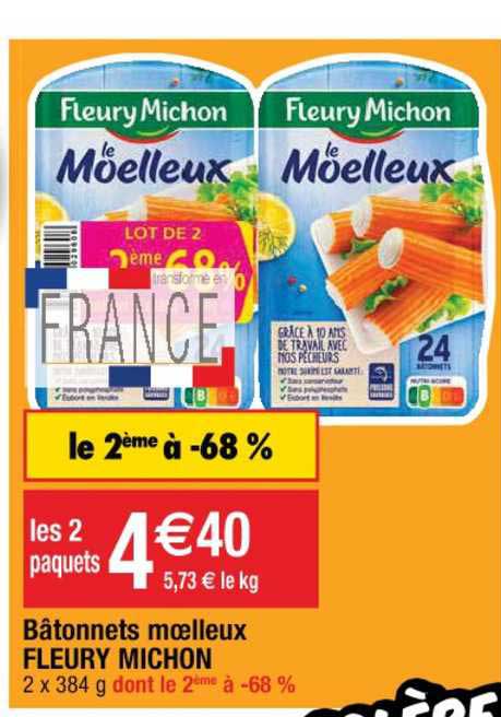 bâtonnets moelleux fleury michon le 2ème à -68%