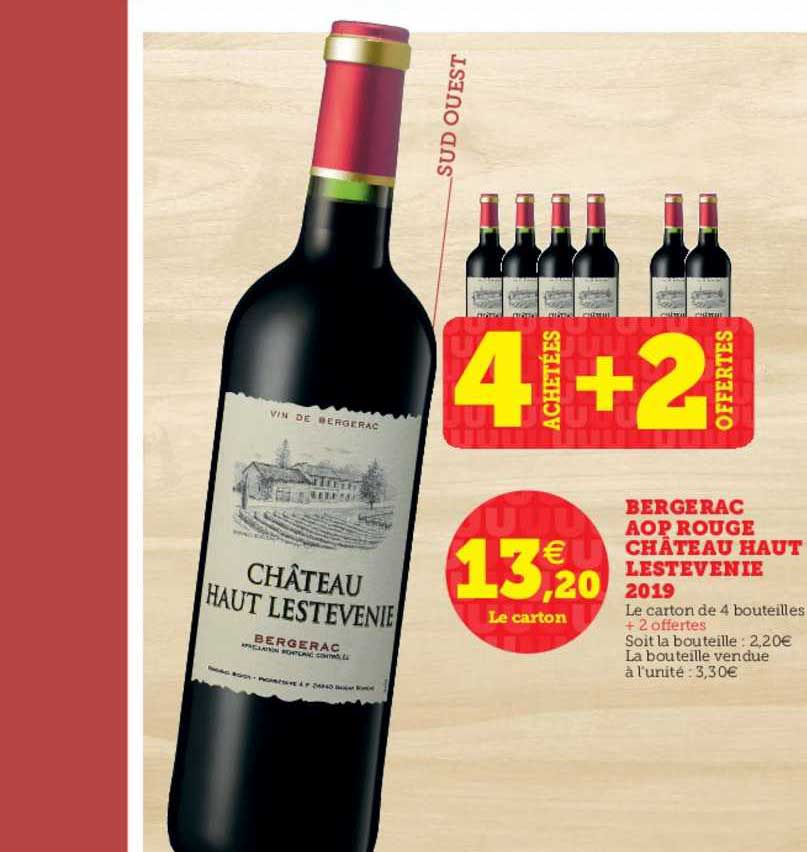 bergerac aop rouge château haut lestevenie 2019 4 achetées + 2 offertes