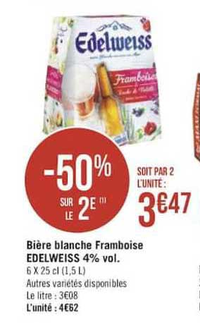 bière blanche framboise edelweiss 4% vol.