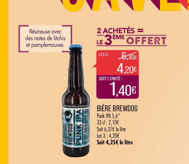 bière brewdog 2 achetés = le 3ème offert