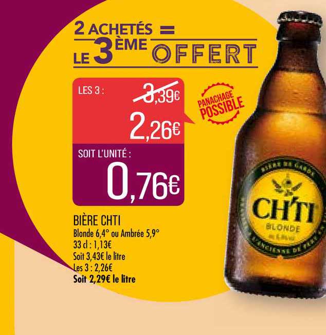 bière chti 2 achetés = le 3ème offert