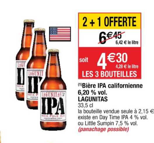 bière ipa californienne 6.20 % vol. lagunitas 2+1 offerte