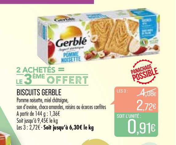 biscuits gerble 2 achetés = le 3ème offert