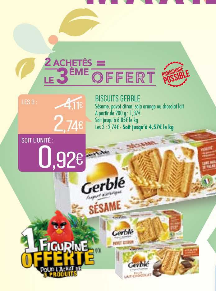 biscuits gerble 2 achetés = le 3ème offert