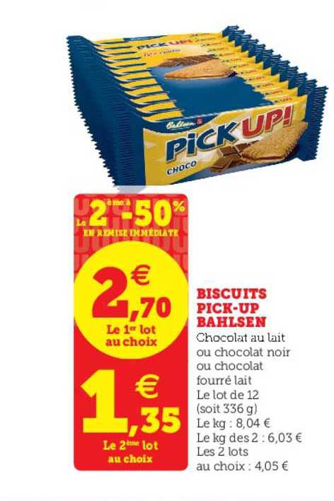 biscuits pick up bahlsen le 2ème à -50% en remise immédiate