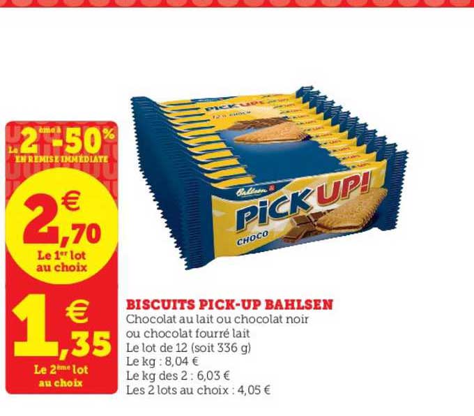 biscuits pick up bahlsen le 2ème à -50% en remise immédiate