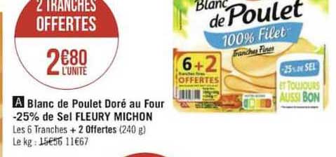 blanc de poulet doré au four moins 25% de sel fleury michon