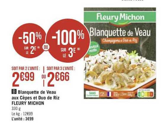 blanquette de veau aux cèpes et duo de riz fleury michon