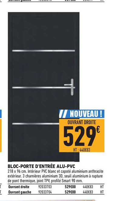 bloc porte d'entrée alu pvc