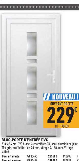 bloc porte d'entrée pvc