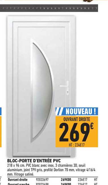 bloc porte d'entrée pvc
