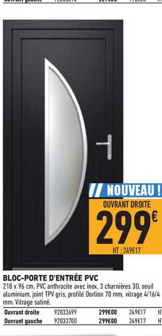 bloc porte d'entrée pvc