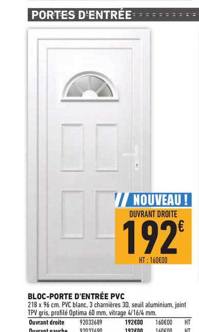 bloc porte d'entrée pvc