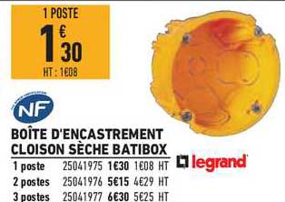 boîte d'encastrement cloison sèche batibox legrand