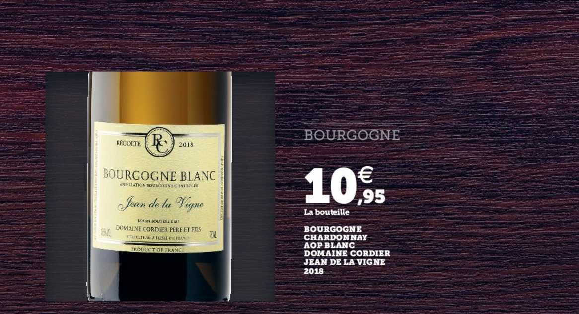 bourgogne chardonnay aop blanc domaine cordier jean de la vigne 2018