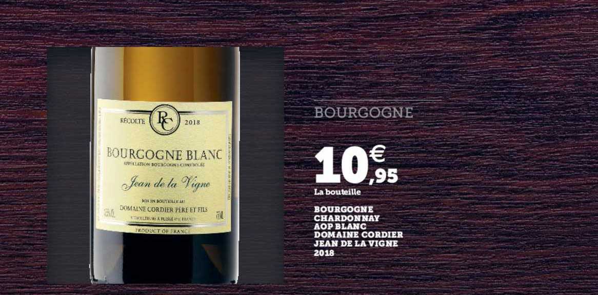 bourgogne chardonnay aop blanc domaine cordier jean de la vigne 2018