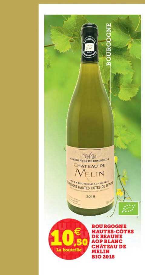 bourgogne hautes côtes de beaune aop blanc château de melin bio 2018