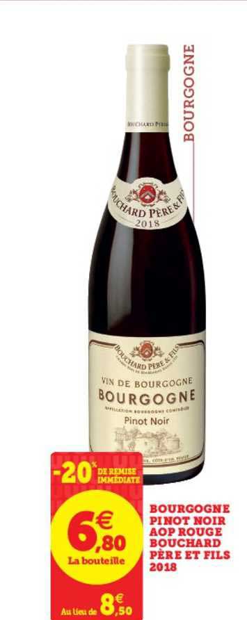bourgonne pinot noir aop rouge bouchard père et fils 2018 -20% remise immédiate