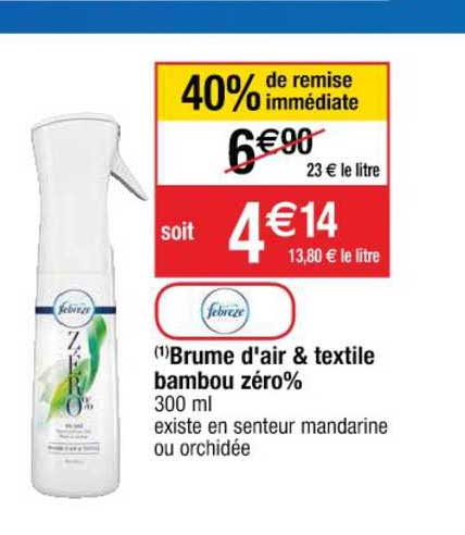 brume d'air & textille bambou zéro% 40% de remise immédiate