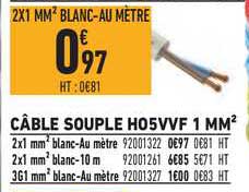 câble souple ho5vvf 1 mm2