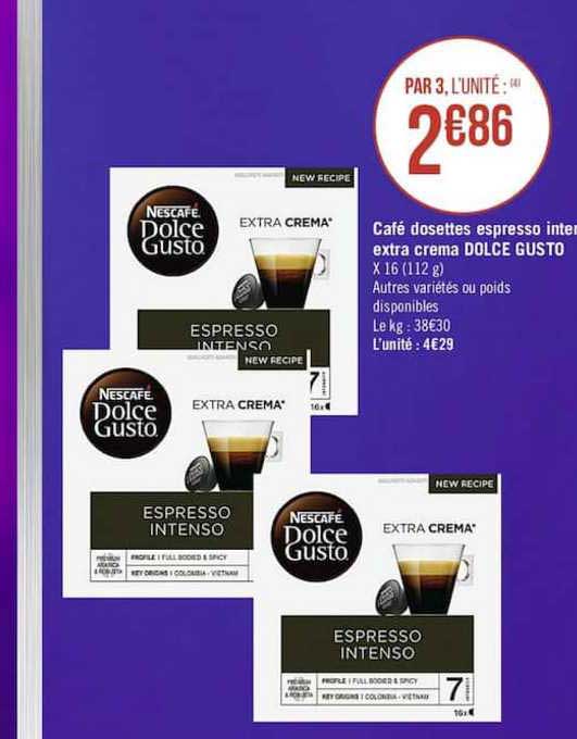 café dossettes espresso intenso extra crema dolce gusto